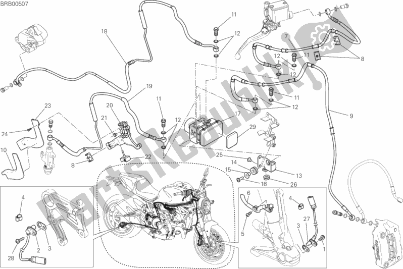 All parts for the Antilock Braking System (abs) of the Ducati Monster 821 Stripes USA 2016